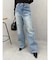 BACKスラッシュレースワイドデニムパンツ