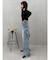 BACKスラッシュレースワイドデニムパンツ