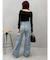 BACKスラッシュレースワイドデニムパンツ
