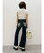 レースドッキングフレアデニムパンツ