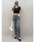 サイドビジューフレアデニムパンツ