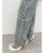 ラインストーンロゴバックスラッシュワイドデニムパンツ