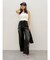 ラインストーンロゴバックスラッシュワイドデニムパンツ