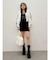 フロントロゴショルダーフリルニットミニワンピース