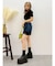 レースドッキングリボンデニムミニスカート