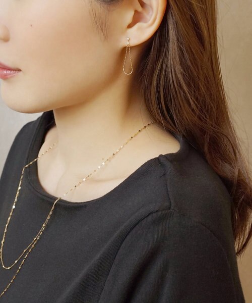 K18・K10キュービックジルコニアボールチェーンピアス（YG）｜テイク