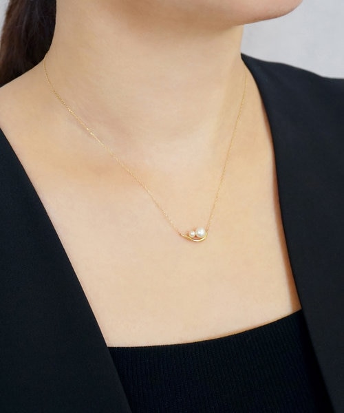 【chihiro☆】K10 YG ツイストライン ネックレス K10 タンスイパール ひねりラインネックレス( YG)｜テイクアップ