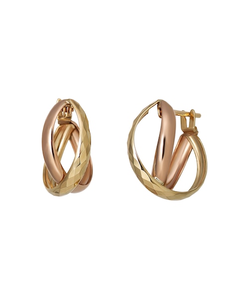 K18/K10 ヒシカットミックス コンビフープピアス｜テイクアップの通販