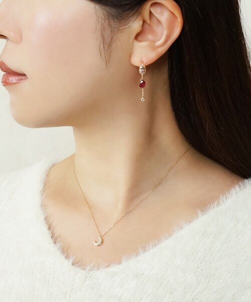 Palette】K18・K10 ルビー チャームセット ピアス［ Twilight］( YG