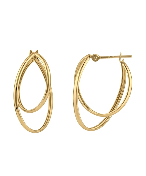 K18/K10 エアリー二連フープピアスL( YG)｜テイクアップの通販