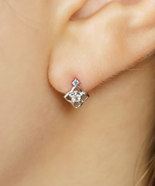 K14WG ダイヤピアス K14・K10 ダイヤモンド ミルテ ピアス( WG)｜テイクアップの通販