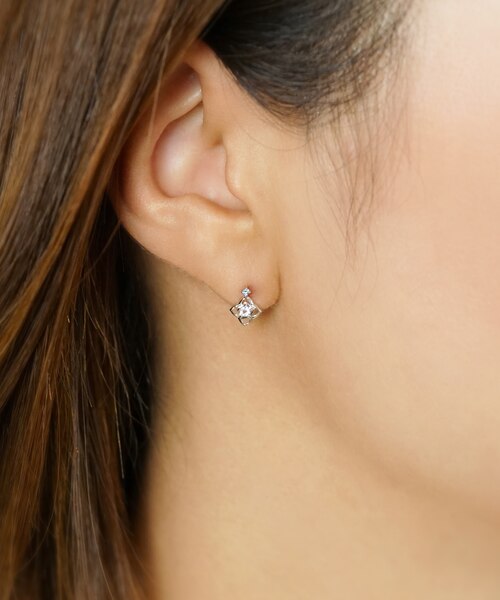 K14・K10 ダイヤモンド ミルテ ピアス( WG)｜テイクアップの通販