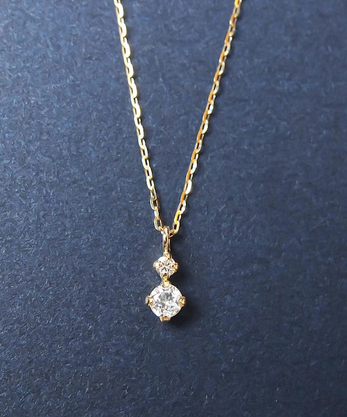 K10ダイヤモンド ホワイトトパーズシンプルネックレス( YG)｜テイク