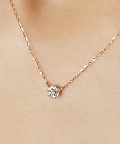 K18ダイヤモンド フラワーパヴェネックレスM｜テイクアップの通販