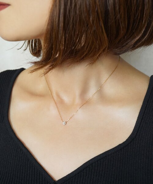 K18ダイヤモンド フラワーパヴェネックレスM｜テイクアップの通販