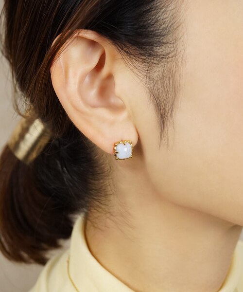 SV・K10 フラッフィクラウド ブルーレースアゲートピアス｜テイク