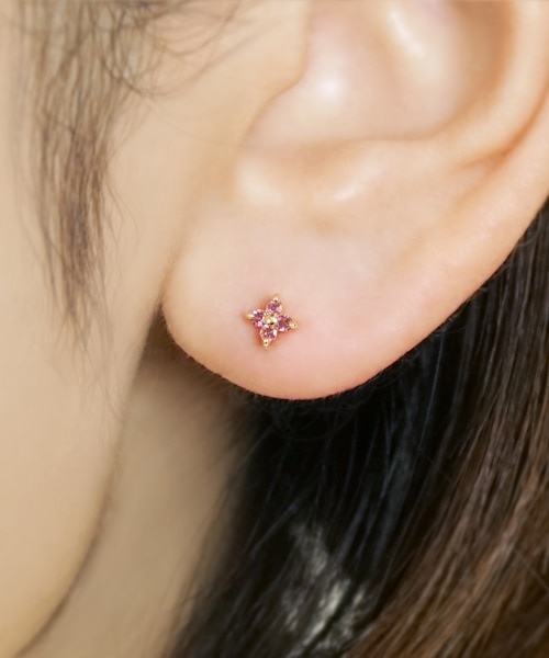 Solo Pierce】[ セカンドピアス] K18ピンクトルマリン ハーフピアス 