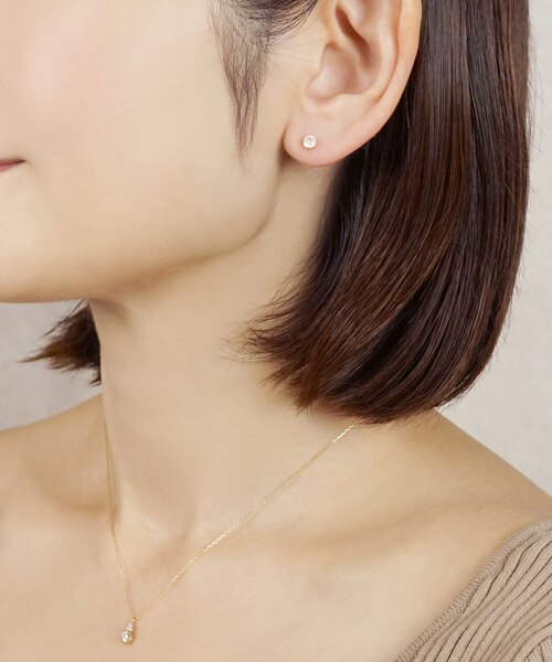セカンドピアス]K18 ムーンストーンピアス(4mm)｜テイクアップの通販