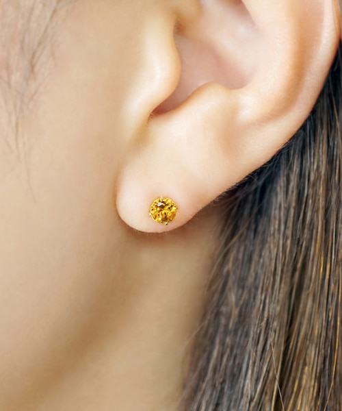 K18 シトリン　ピアス セカンドピアス]K18 シトリンピアス(4mm)｜テイクアップの通販｜&mall