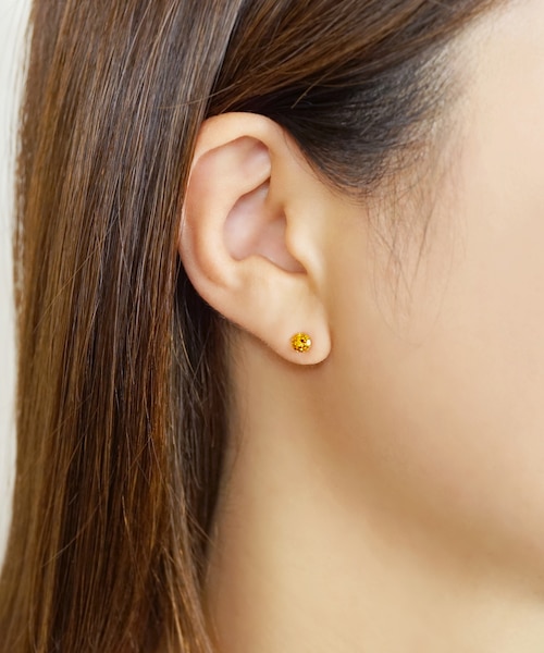 akko.scm◆イエローカルセドニー×ブランデーシトリンピアス セカンドピアス]K18 シトリンピアス(4mm)｜テイクアップの通販｜&mall