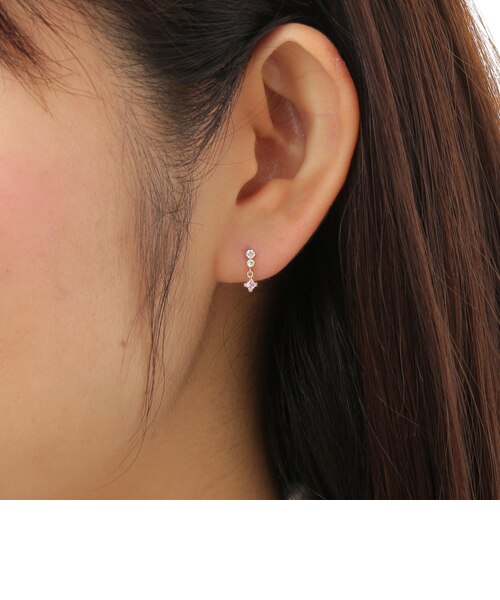 CHIEKO+ ピアス　ゴールドヴェルメイユ　キュービックジルコニア K18 イエローゴールド キュービックジルコニア ピアス