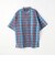 インド綿使用マドラスチェックバンドカラー半袖シャツ