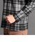 裏起毛ブリスターグレンチェックジャカードVネックカットソー