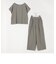 【セットアップ】リネン混 半袖トップス＋セミワイドパンツ