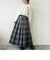 先染めチェックロングプリーツスカート