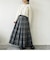 先染めチェックロングプリーツスカート