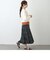 柄デシン ウエストリブ フレアスカート