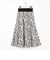柄デシン ウエストリブ フレアスカート