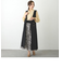 柄デシン ウエストリブ フレアスカート