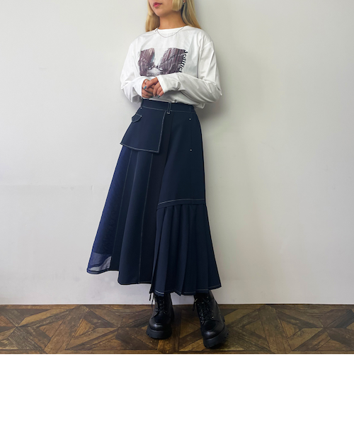 MARIA バイカラーアシンメトリースカート MARIA バイカラーアシンメトリースカート 全2色】アシンメトリー