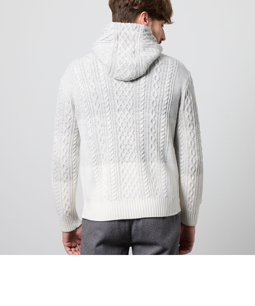 ケーブルグラデーションフーテッドプルオーバーニット｜ニコルの通販