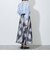 【WALDO】ウエストゴムムラ染め光沢プリントギャザーフレアースカート