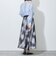 【WALDO】ウエストゴムムラ染め光沢プリントギャザーフレアースカート