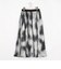 【WALDO】ウエストゴムムラ染め光沢プリントギャザーフレアースカート