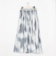 【WALDO】ウエストゴムムラ染め光沢プリントギャザーフレアースカート