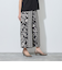 【WALDO】ウエストゴムパネル柄フラワープリント巻き風パンツ