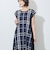 チェック柄異素材切替えカットワンピース