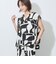 幾何柄プリントスキッパーネックブラウス