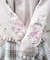 フラワー刺繍袖Ｖネックニット