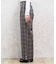 裾釦起毛チェックワイドパンツ