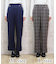 裾釦起毛チェックワイドパンツ