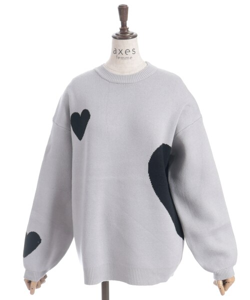 ハート柄ニットプルオーバー｜アクシーズファム アウトレットの