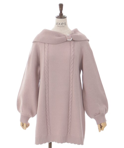 （新品）Marque de Fabrique ニットワンピ　リボン　サイズ40 セール】バイカラーリボンニットワンピース[高身長サイズMT/低身長