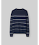 ネイビーブルーのストライプニット