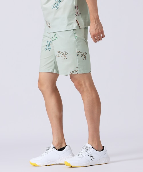 Psycho Bunny 総柄 ネオン柄 ストレッチショートパンツ ハーフパンツ GOLF]ネオンロゴパターン ショートパンツ｜サイコバニーの