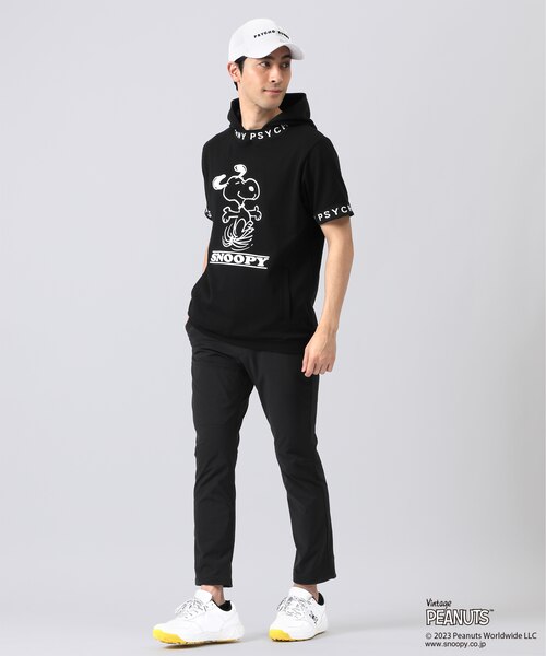 サイコバニー スヌーピー PEANUTS パーカー 半袖 ネイビー ロゴ XL楽天